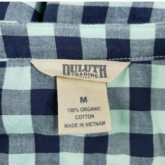 Duluth Trading Co ORGANIC cotton pocket plaid shirt top Medium - Picture 2 of 11